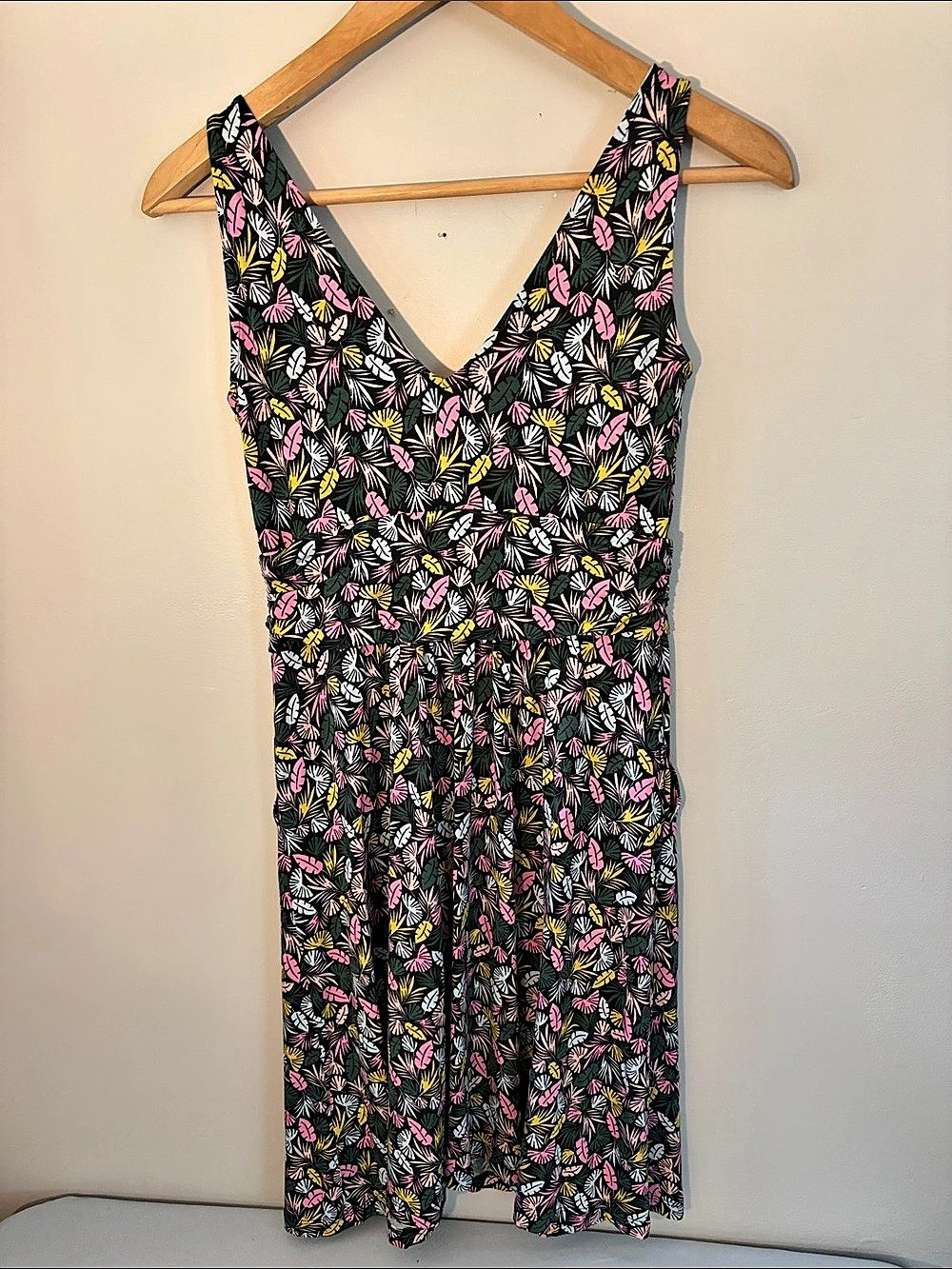 Boden Lola Jersey Dress Floral Black & Pink XS Like New